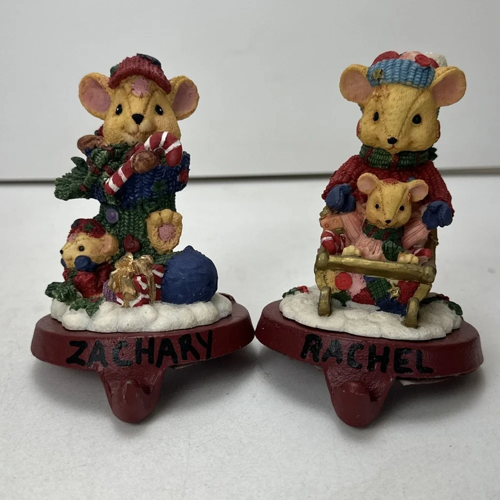 Vintage Holiday Time Christmas Collectible Stocking Holder Lot Mouse Sled Candy